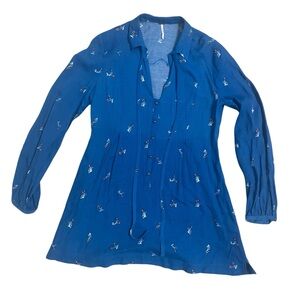 Free People Blue Cherry Print Tunic Dress